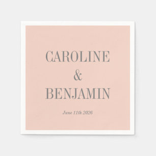 Simple Stylish Elegant Blush Grey Custom Wedding Napkin