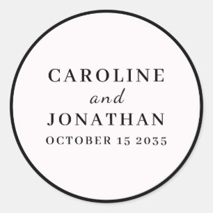 SIMPLE STYLISH ELEGANT WHITE CUSTOMIZED WEDDING CLASSIC ROUND STICKER