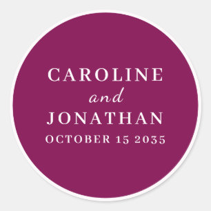 SIMPLE STYLISH ELEGANT WINE CUSTOMIZED WEDDING CLASSIC ROUND STICKER