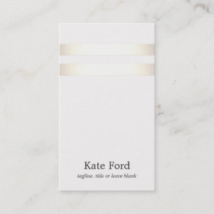 Simple Stylish Faux Gold Striped Off White Business Card