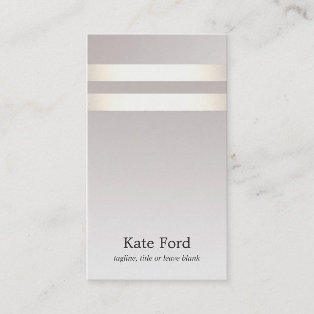 Simple Stylish Faux Light Gold Striped Taupe Ombre Business Card (Front)