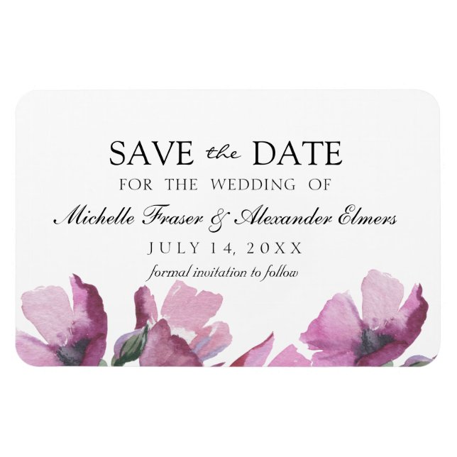 Simple stylish flowers. Wedding Save the Date Magnet (Horizontal)