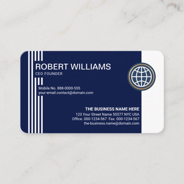 Simple Stylish Futuristic Lines CEO Founder Business Card (Front)