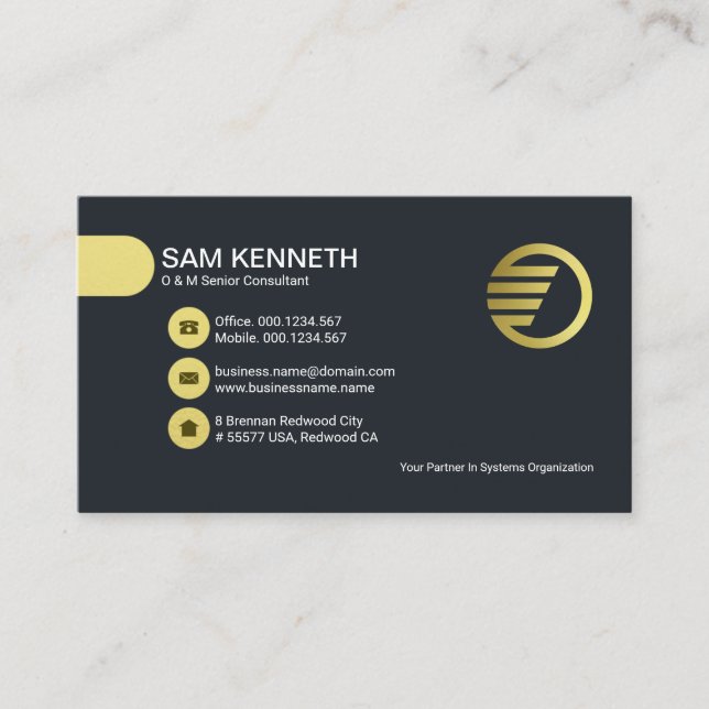 Simple Stylish Gold Buttons Tab CEO Founder Business Card (Front)