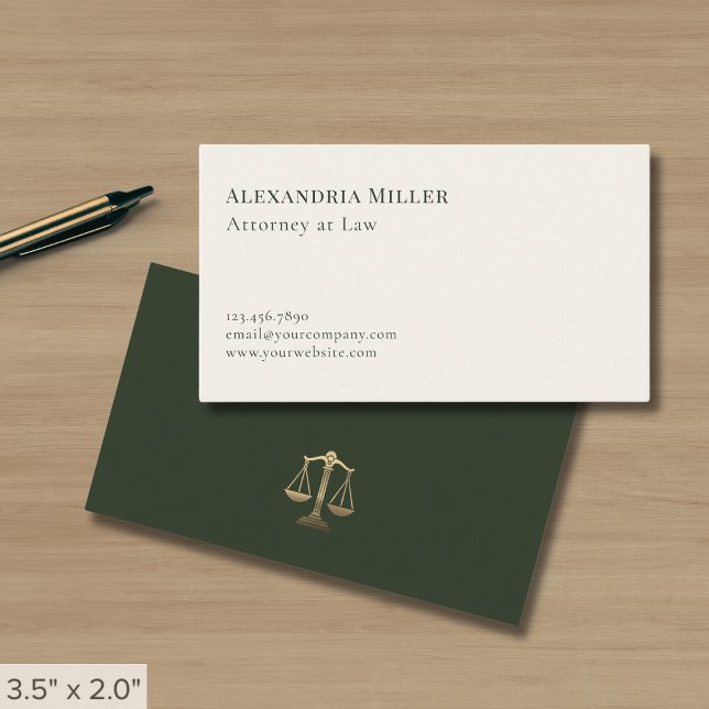 Simple Stylish Gold Justice Legal Business Card (Creator Uploaded)