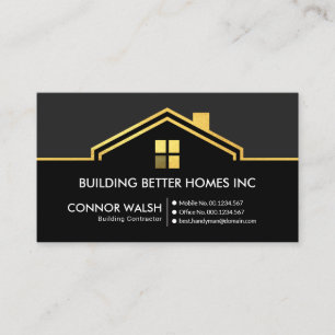 Simple Stylish Gold Rooftop Building Construction Business Card