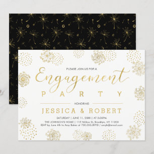 Simple Stylish Gold Wedding Engagement Party Invitation