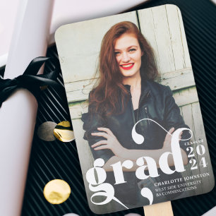 Simple Stylish Graduation Photo Black White Hand Fan