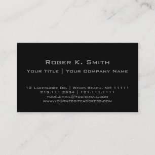 Simple Stylish Grey on Black Customisable Pro Business Card