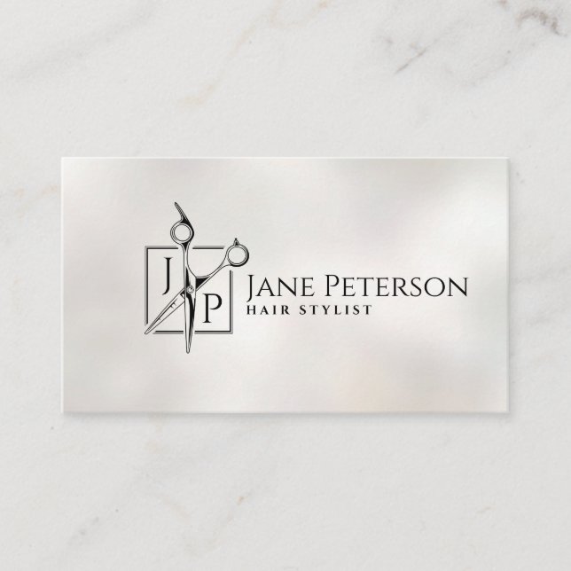 Simple stylish Hairstylist monogram Business Card (Front)