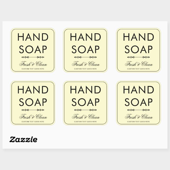 Simple Stylish Hand Soap Custom Text Square Sticker (Sheet)