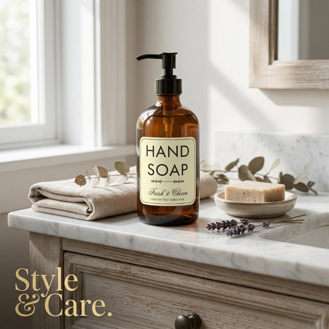 Simple Stylish Hand Soap Custom Text Square Sticker (Simple Stylish Hand Soap Custom Text Square Sticker)