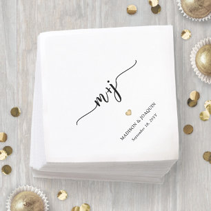Simple Stylish Initials Modern Monogrammed Wedding Napkin
