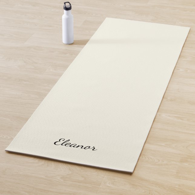 Simple Stylish Ivory Script Typography Custom Name Yoga Mat (In Situ)