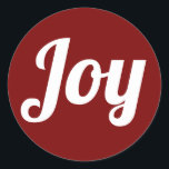 Simple Stylish Minimal Cherry Red Joy Merry Xmas  Classic Round Sticker<br><div class="desc">Simple Stylish Modern Minimal monogram Joy Merry Christmas Classic Round Sticker Cheery Red Colour sticker.</div>