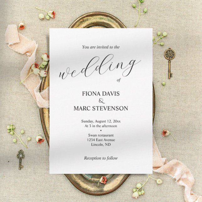 Simple stylish minimalistic calligraphy wedding  invitation (Creator Uploaded)