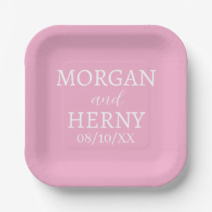 SIMPLE STYLISH MODERN CLASSIC WEDDING NAME PAPER PLATE