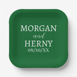 SIMPLE STYLISH MODERN CLASSIC WEDDING NAME PAPER PLATE
