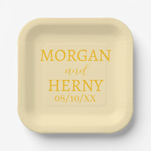 SIMPLE STYLISH MODERN CLASSIC WEDDING NAME PAPER PLATE