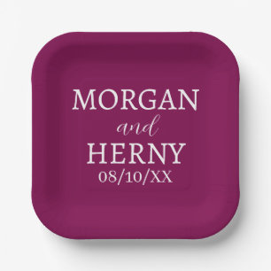 SIMPLE STYLISH MODERN CLASSIC WEDDING NAME PAPER PLATE