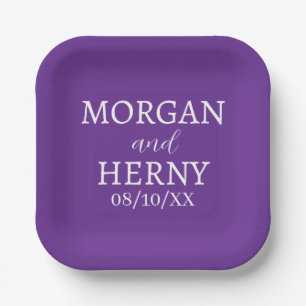 SIMPLE STYLISH MODERN CLASSIC WEDDING NAME PAPER PLATE