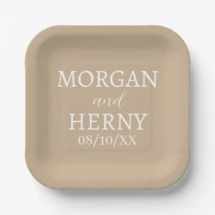 SIMPLE STYLISH MODERN CLASSIC WEDDING NAME PAPER PLATE
