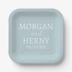 SIMPLE STYLISH MODERN CLASSIC WEDDING NAME PAPER PLATE