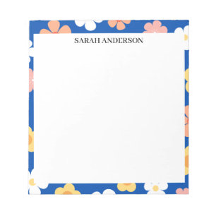 SIMPLE STYLISH MODERN CUSTOM NAME FLOWER ABSTRACT NOTEPAD