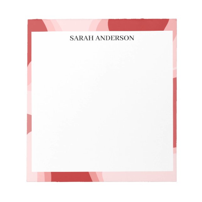 SIMPLE STYLISH MODERN CUSTOM NAME RED ABSTRACT NOTEPAD (Front)