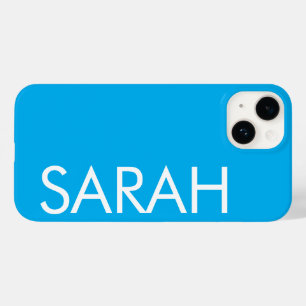 Simple Stylish Modern Customised Name Blue Colour Case-Mate iPhone 14 Case