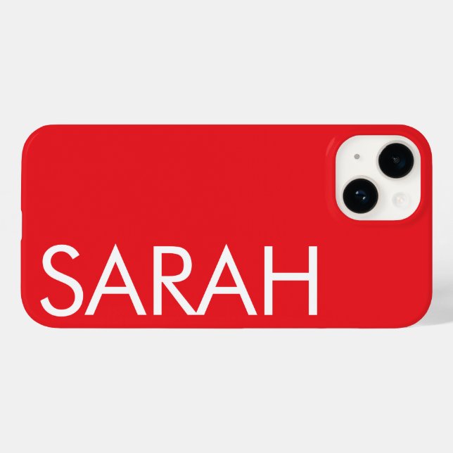 Simple Stylish Modern Customised Name Classic Red  Case-Mate iPhone Case (Back (Horizontal))