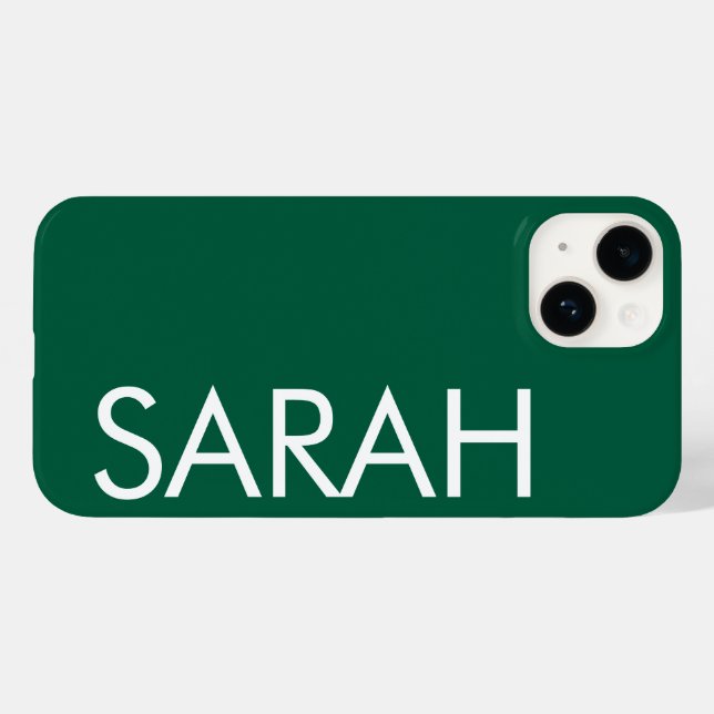 Simple Stylish Modern Customised Name Dark Green. Case-Mate iPhone Case (Back (Horizontal))