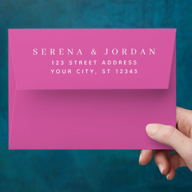 SIMPLE STYLISH MODERN CUSTOMIZED WEDDING PINK ENVELOPE (Hand)
