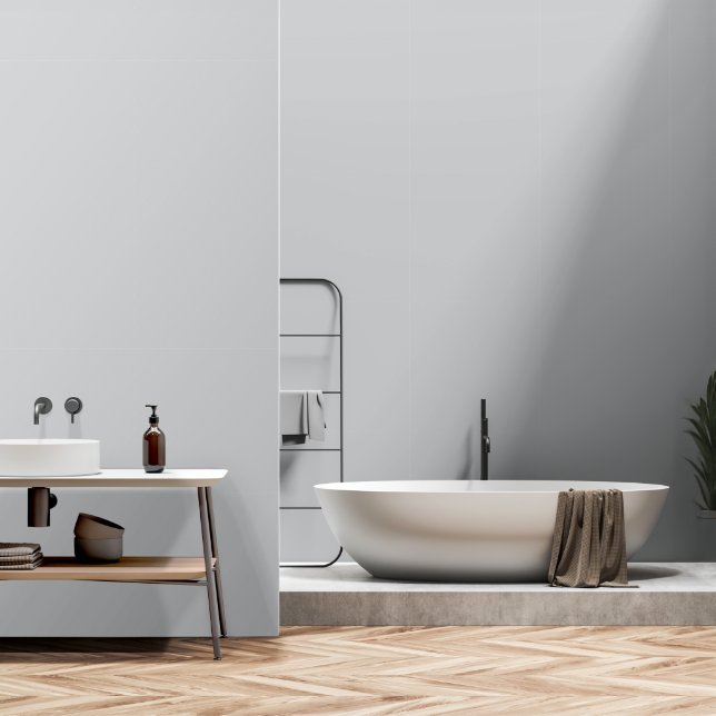 SIMPLE STYLISH MODERN ELEGANT CLASSIC LIGHT GREY WALLPAPER (Bathroom)