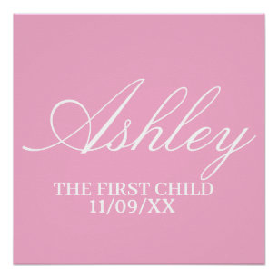 SIMPLE STYLISH MODERN ELEGANT FAMILY BABY NAME POSTER