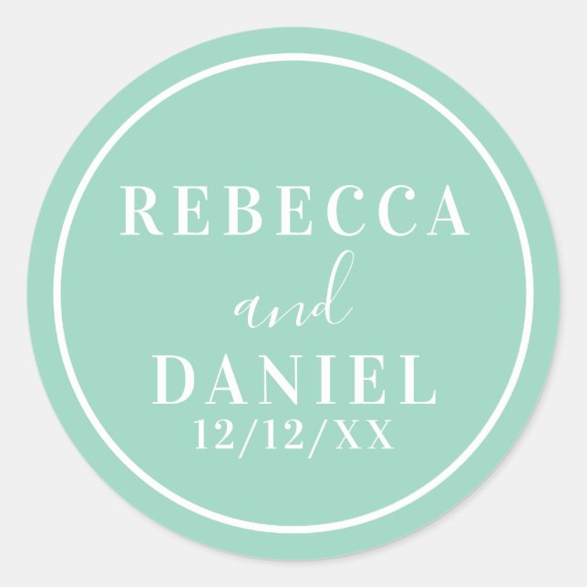 Simple Stylish Modern Minimal Monogram Wedding  Classic Round Sticker (Front)