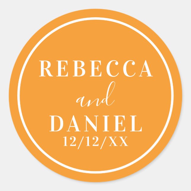 Simple Stylish Modern Minimal Monogram Wedding  Classic Round Sticker (Front)