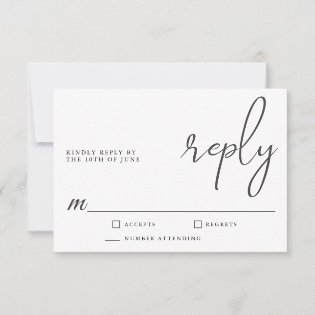 Simple Stylish Modern Minimalist Script RSVP Card (Front)