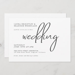 Simple Stylish Modern Minimalist Script Wedding Invitation