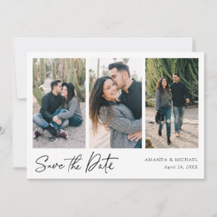 Simple Stylish Modern Multi Photo Collage Wedding Save The Date