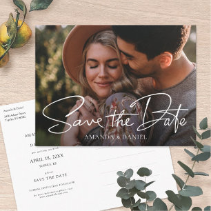 Simple Stylish Modern Personalised Photo Wedding  Invitation Postcard