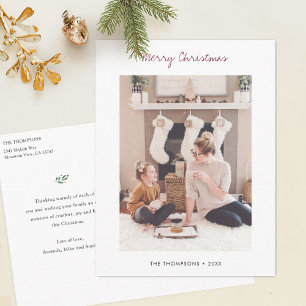 Simple Stylish Modern Photo Christmas Postcard