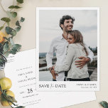 Simple Stylish Modern Photo Save the Date Announcement Postcard<br><div class="desc">This simple, stylish modern photo wedding save the date postcard template features your names and date beneath your photo along with a 'save the date' message conveyed with a striking blend of two distinct fonts, with 'the' in a light, flowing script between the rest of the message, which is in...</div>