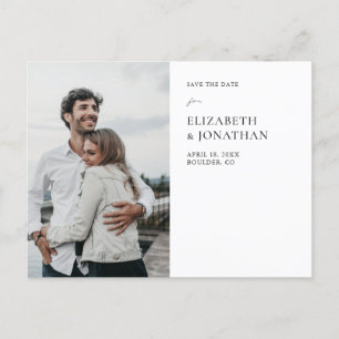 Simple Stylish Modern Photo Wedding Save the Date Announcement Postcard