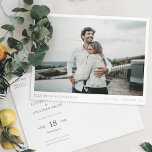 Simple Stylish Modern Photo Wedding Save the Date Invitation Postcard<br><div class="desc">This simple, stylish modern photo wedding save the date postcard template features your names, date and wedding locale in an elegant gold tone called California Gold beneath your photo. You might choose to change the font, punctuation or colour used for various text elements of this design on the front and/or...</div>