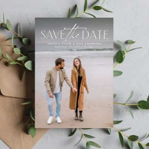 Simple stylish modern vertical photo save the date