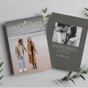 Simple stylish modern vertical photo save the date