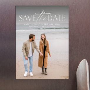 Simple stylish modern vertical photo save the date magnetic invitation