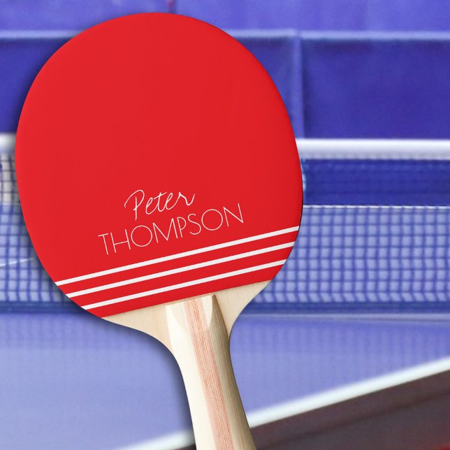 Simple & Stylish Monogrammed Red Ping Pong Paddle (Creator Uploaded)