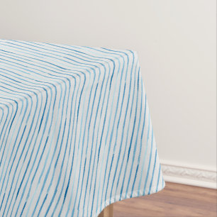 Simple Stylish Pale Blue Cottage Diagonal Striped Tablecloth